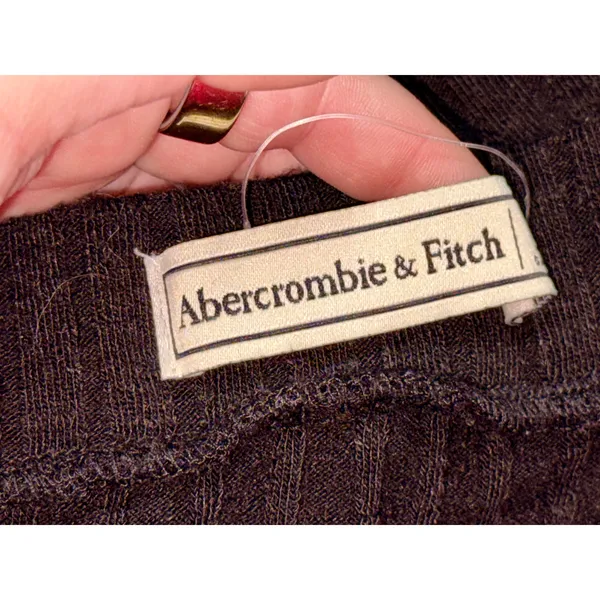 Abercrombie & Fitch Black Ribbed Knit Pull On Side Slit Midi Skirt Womens Size S - Image 4
