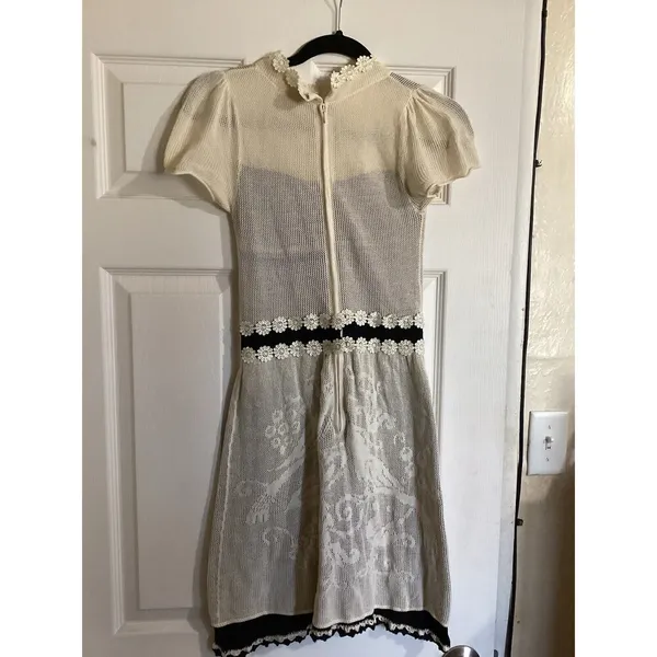 Anthropologie Lia Molly Lanterns Glow Bird Crochet Fit & Flare Mini Dress XS - Image 4