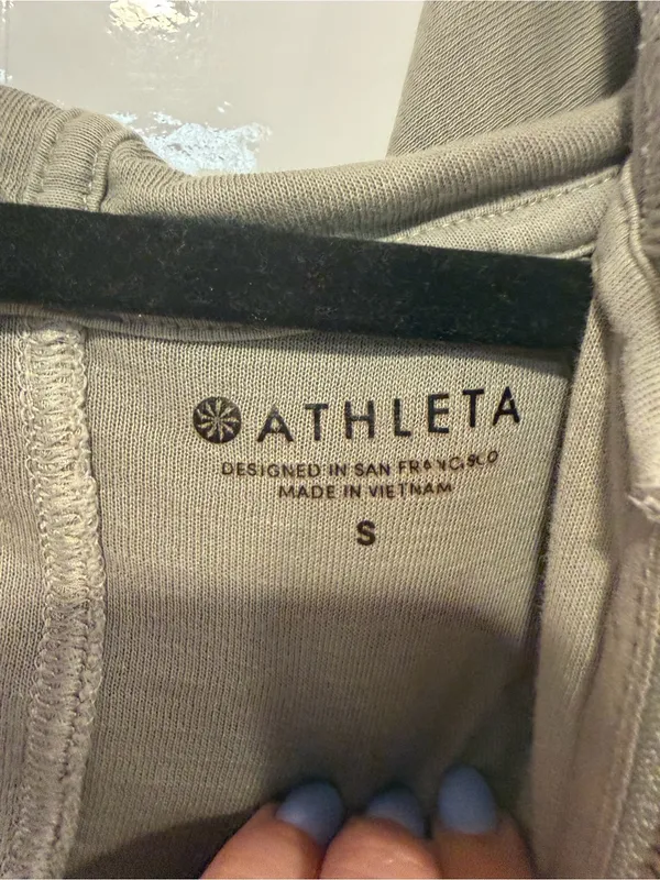 Light Olive Athleta Zip-Up Hoodie with Drawstrings‎ - Image 3
