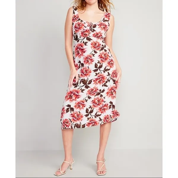 NWT Old Navy Maxi Dress Womens XS Floral Crepe‎ Empire Waist Boho Cottage Party - Image 3