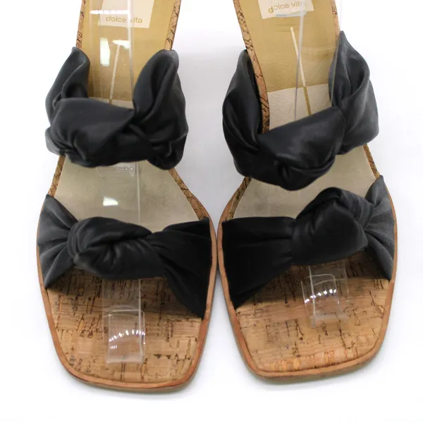 Dolce Vita‎ Womens 9.5 Naji Knotted Cork Wedge Sandal Black Summer Beachy Boho - Image 2
