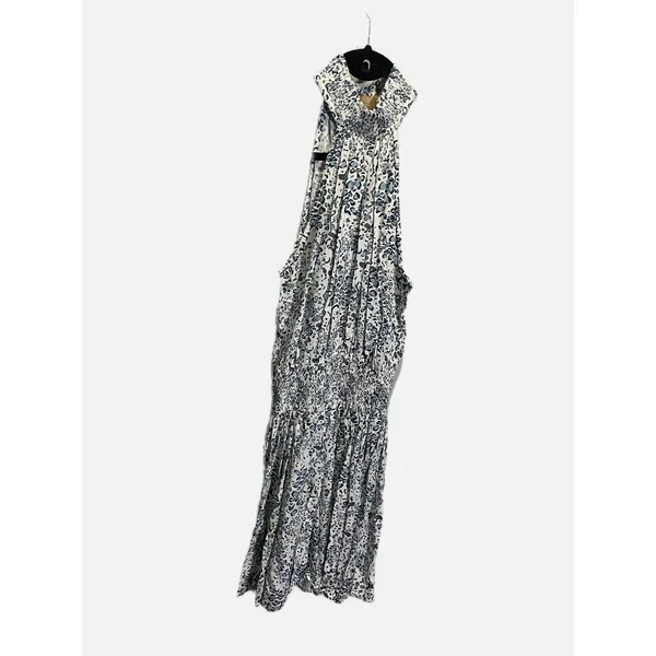 Skeemo Halter Dress‎ Women XS Blue Leopard Smocked Waist Mini Boho Summer Casual - Image 2