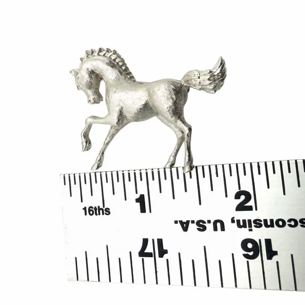 Vintage Monet Silver Tone Prancing Horse Equestrian Brooch - Image 5
