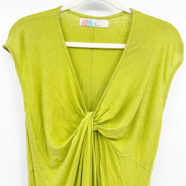 Free People FP Beach Linen Blend‎ Marina Lime Green Twist Front Maxi Dress XS - Image 4