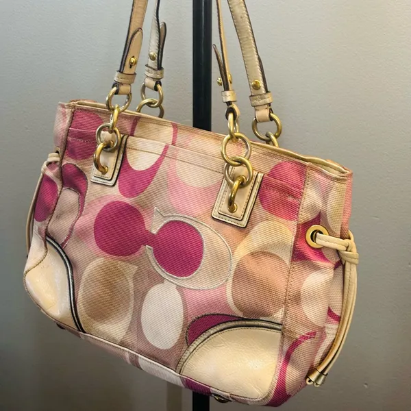 Coach Stylish Pink and Cream Women's Handbag - Image 2