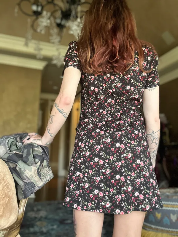 Floral Mini Dress Black - Image 3