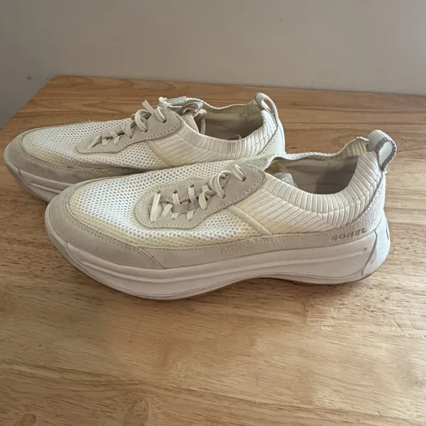Sorel Womens Size 8 ONA 503‎ Low Knit Sea Salt Chalk Platform Sneakers Shoes - Image 2