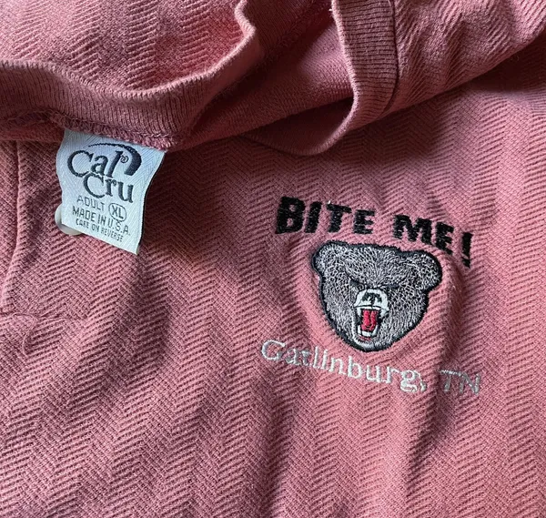 Vintage Bite Me Gatlinburg Tennessee XL Cal Cru Henley Polo Shirt Made USA - Image 2