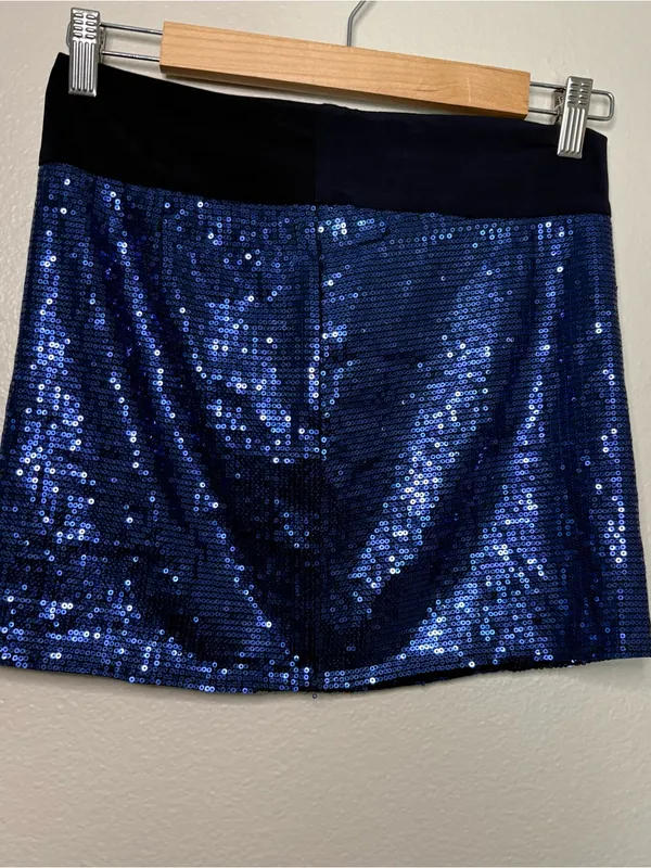 Russian Slavic sequin blue mini skirt party disco women’s motivi y2k 0 - Image 2