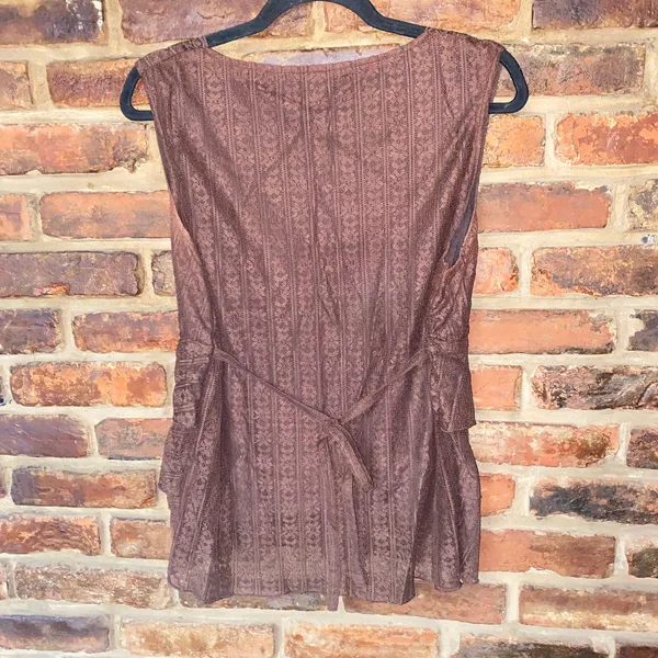 Galeno Brown Lace Vintage Y2k Sleeveless Tiered Layered Top Women's Size XL - Image 5