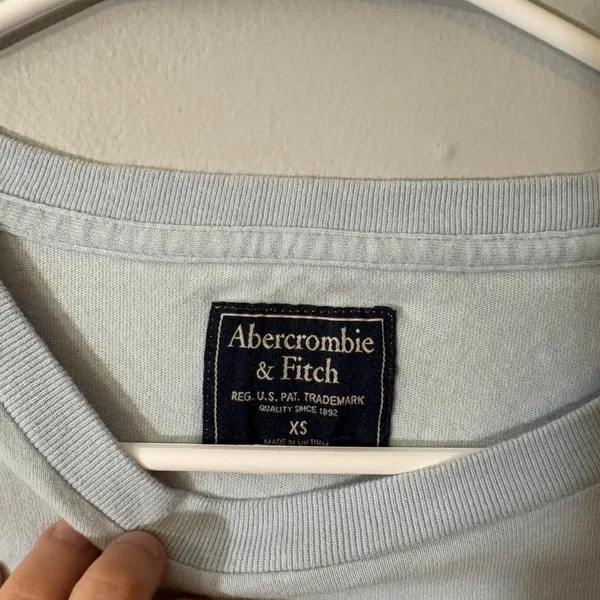 Abercrombie & Fitch Long Sleeve Logo Tee Light‎ Blue Graphic Shirt XS Y2K - Image 2