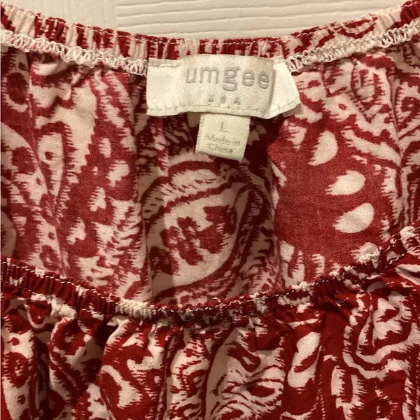 Umgee Red and White Floral Long Sleeve Dress - Image 2
