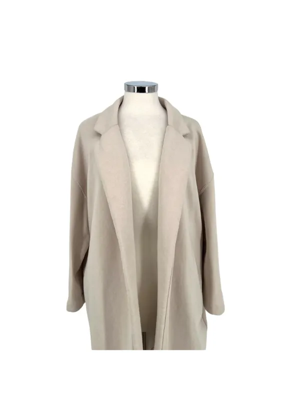 Blanknyc Keep Me Company Beige Open Front Long Minimalist Coat Size Size Small - Image 2