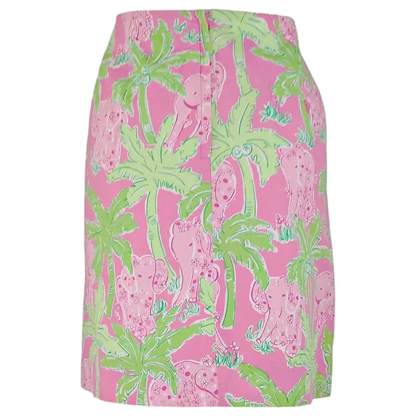 Lilly Pulitzer Taboo Elephant Pink Green Pencil Skirt Palm Preppy - Image 2