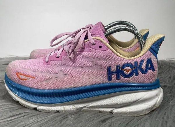 Hoka One Clifton 9 Womens Size 8 Shoes Pink Running Sneakers Athletic - Image 2