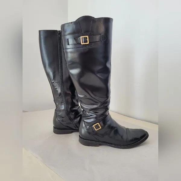 Cole Haan City Knee High Boots Vegan Leather Black Equestrian Low Heel Size 6 - Image 5