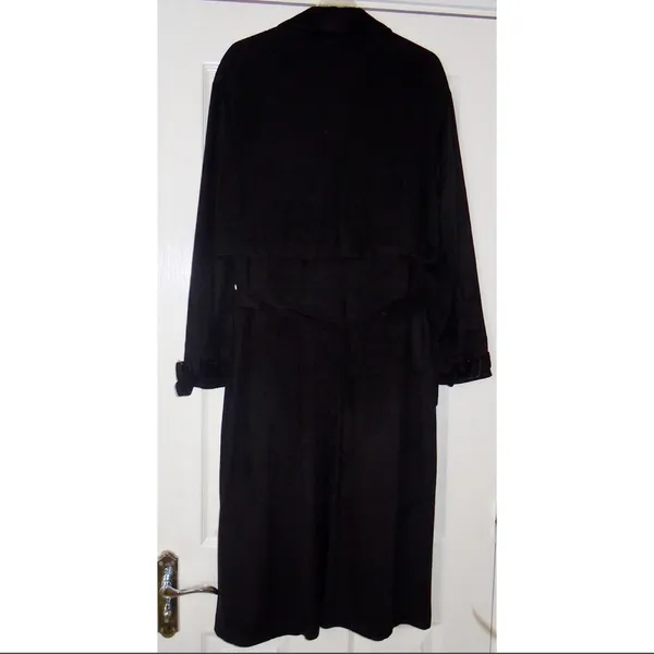 Zara Faux Suede Black Belted Trench Coat M - Image 2