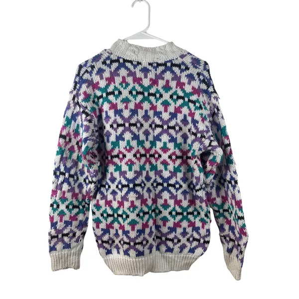 Vintage 62 East Women's Small Colorful Geometric Pattern‎ Mock Neck Sweater - Image 8