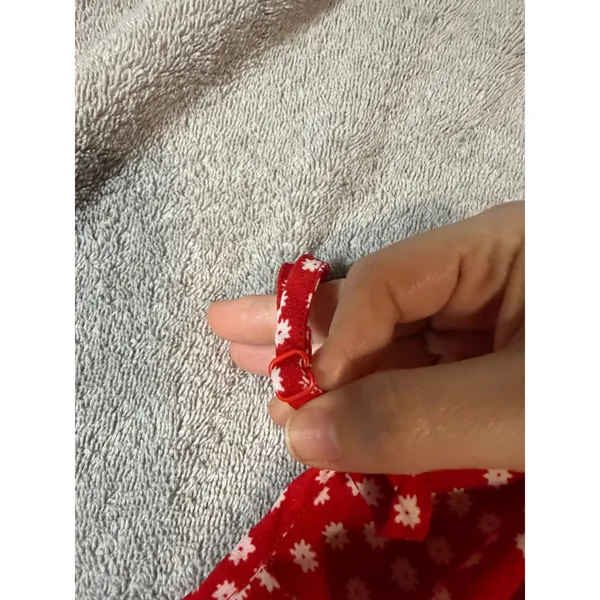 H&M Size Medium Red White Floral Wrap Mini Dress Lightweight Adjustable‎ Spring - Image 6