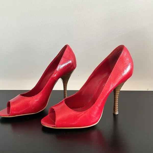 XAppeal Red Peep Toe Heels Sz 6.5‎ - Image 3