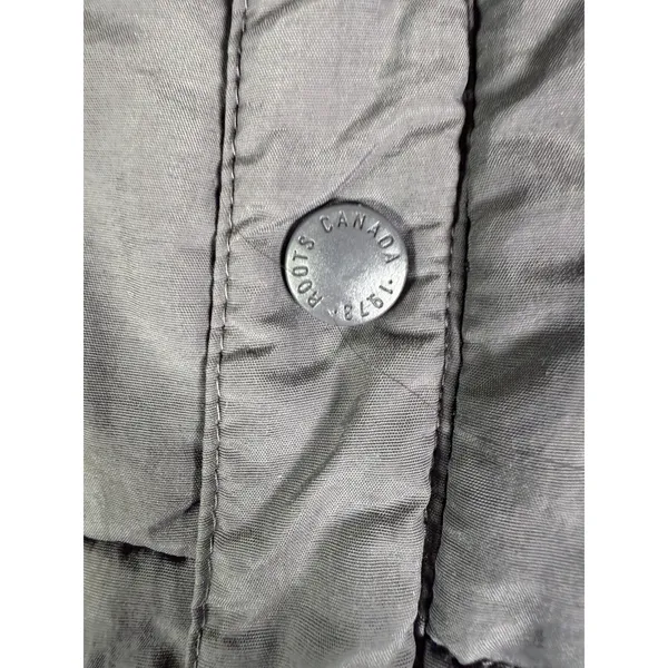 Roots Canada Women's M Charcoal Down Feather Quilted Puffer Snap Warm Jacket* - Image 5