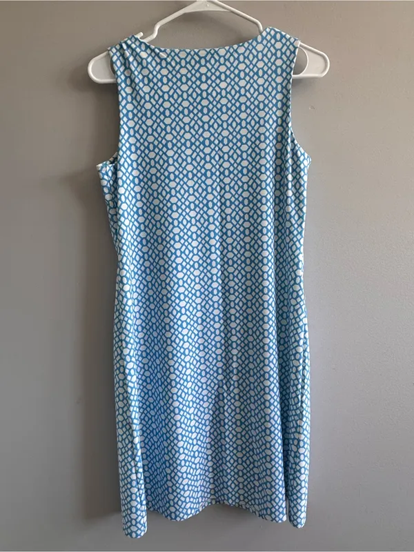 Jude Connally Blue White Geometric Shift‎ Dress Size Small - Image 4