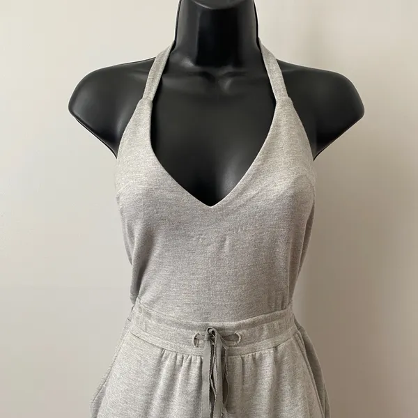 Unveil Bamboo Relaxed Beachy Sporty Chic Loungewear Romper XS-L Heather Grey - Image 2