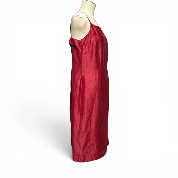 Harold's Linen Silk Sleeveless Knee Length Cocktail Dress Burgundy 14 - Image 5
