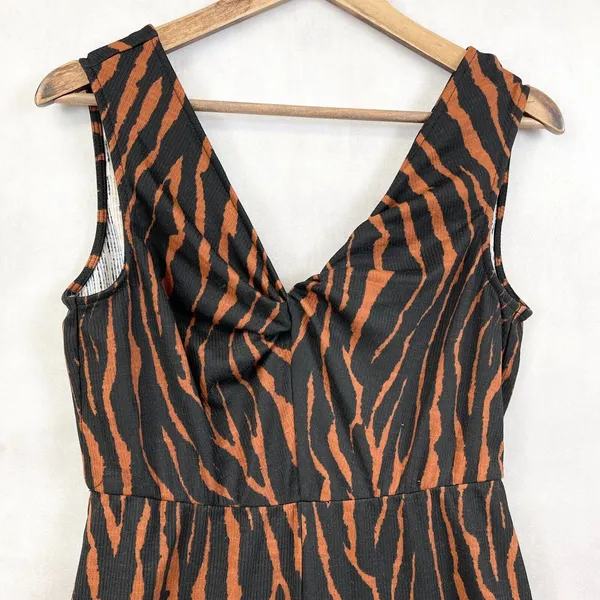 Charming Charlie Womens Jumpsuit Size Small Zebra Safari Mobwife‎ Wide Leg Retro - Image 3