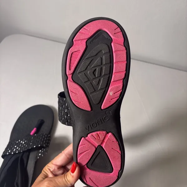 Vionic Sandals Womens Size 8 Black & Pink‎ Serena Tia Slingback Flip Flops - Image 7