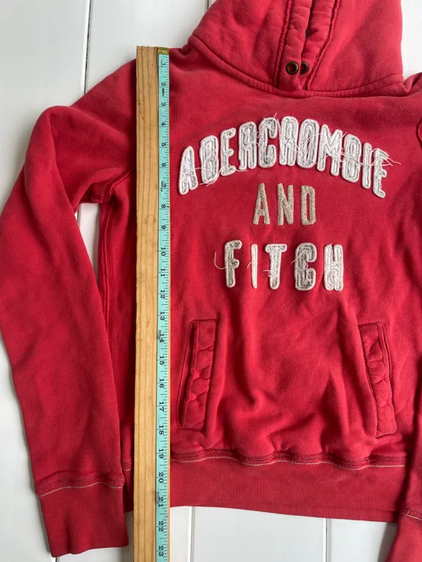 Vintage 90s Abercrombie & Fitch Red Hoodie, Size L - Image 4