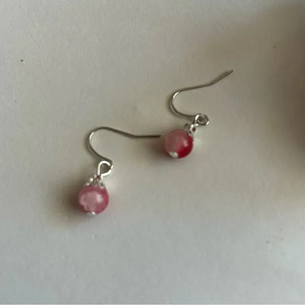 3/$20 Red and White Dual Crystal Ornate Silver Plated Dangling Drop Earrings - Image 2