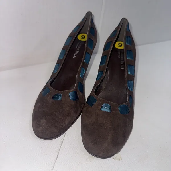 MASSIMO BALDI‎ ITALY Ribbon Brown Sueded LEATHER PUMPS HEELS Shoes Sz 9 B - Image 2