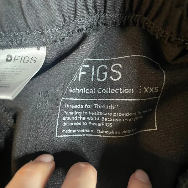 FIGS Technical Collection Black Zamora Scrub Jogger‎ Pants XXS CNA RN VET - Image 2