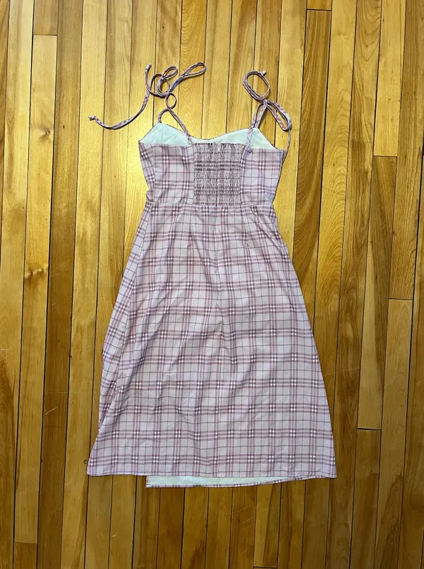 Pink plaid midi dress - Image 4