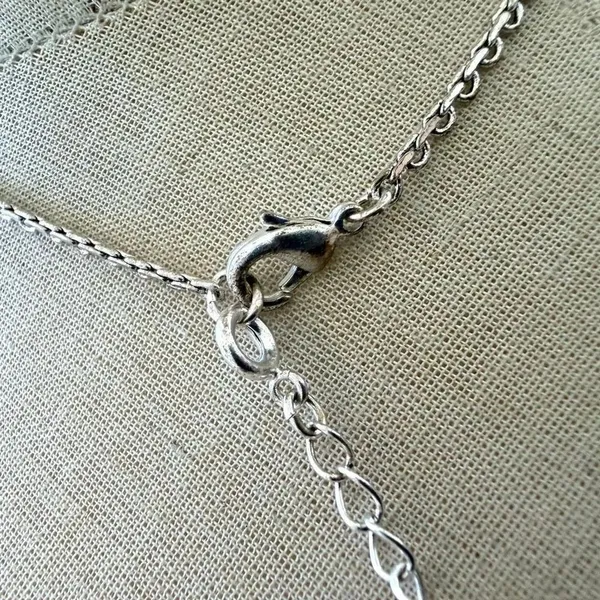 Avon Vintage beaded Teardrop Y Drop Necklace Silver Tone - Image 4
