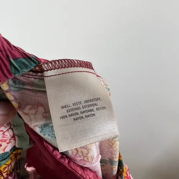 Ettitwa Anthropologie Burgundy Floral Wide Leg Pants Side Stripe‎ XS Boho Beach - Image 10