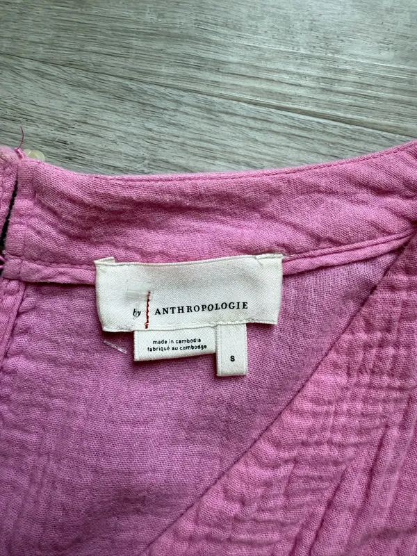 Anthropologie Celia Gauzy Cotton Pink Romper Size S Bohemian Beach Coastal - Image 3