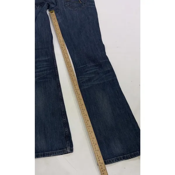 American Eagle Outfitters Vintage Y2K Hipster Flare Festival Blue‎ Jeans Size 2R - Image 4