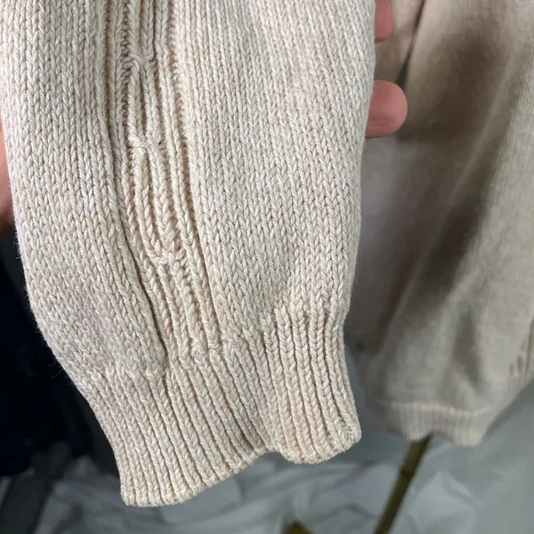 Cottage Essentials Embroidered Floral‎ Sweater Beige Ramie Cotton M Vintage - Image 6