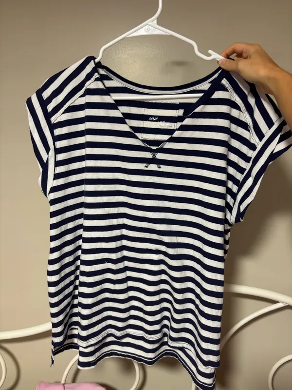 Aerie Navy and White Striped Top - Image 2