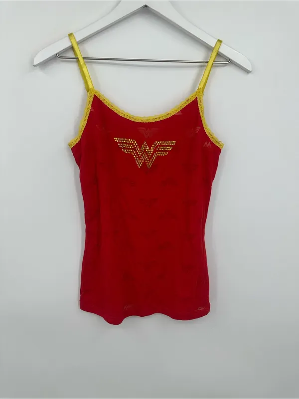 American Vintage Y2K Red Wonder Women Camisole Tank Top Size Medium Rhinestone - Image 8