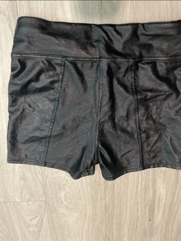 Black High-Waist Faux Leather Women’s Shorts - Image 2