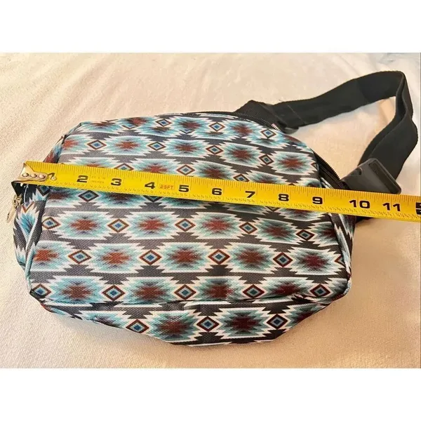 SHOWMAN AZTEC NYLON BELT BAG - GRAY/BROWN/BLUE Fanny Pack - Image 5