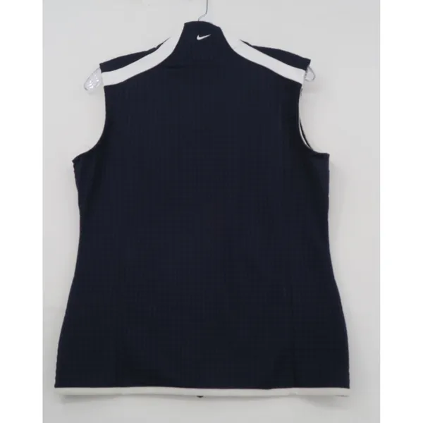 Nike Golf Navy Blue Waffle Knit Full Zip Vest Womens Small White Trim‎ - Image 4