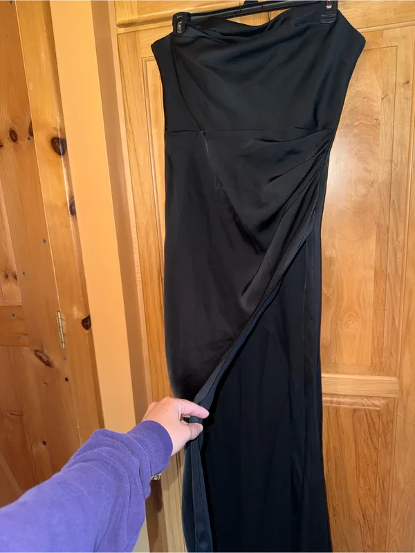 Azazie Black Strapless Bridesmaid Dress - Image 2