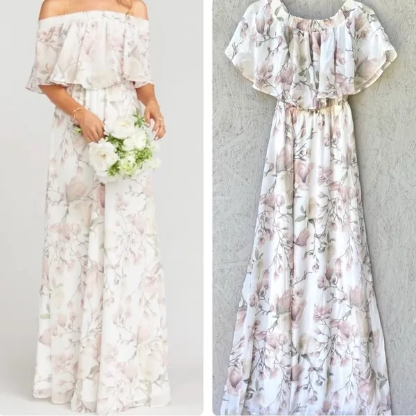 NWT SHOW ME YOUR MUMU Floral Maxi Dress SMALL Hacienda in Ivory Crisp - Image 3