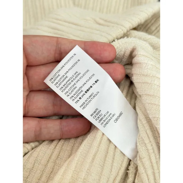 Urban Outfitters Cream Ribbed Knit Flare Pants High‎ Rise Cream Ivory Large NEW - Image 6