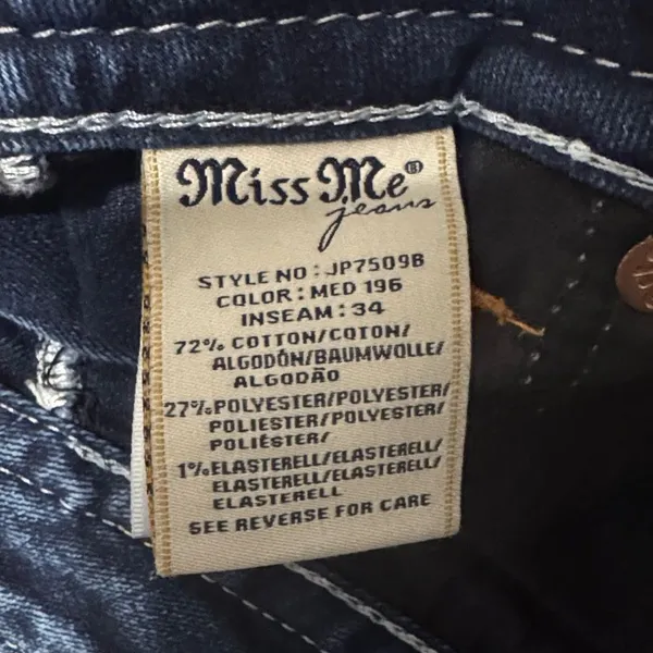 Miss Me Size 31 Signature Bootcut Jeans Y2K Embellished Bling Distressed Denim - Image 16