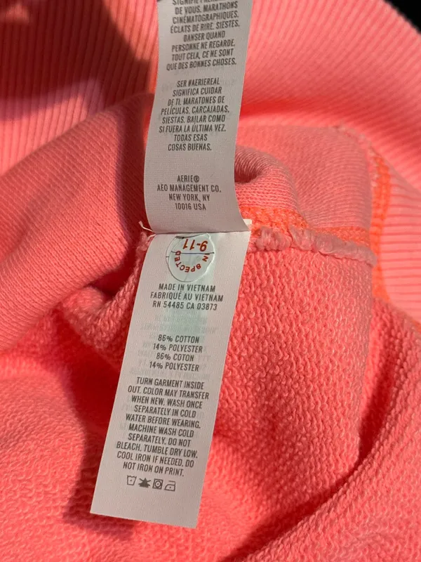 Aerie V-Neck Oversized Textured Sweatshirt Neon Pink M NWOT - Image 5